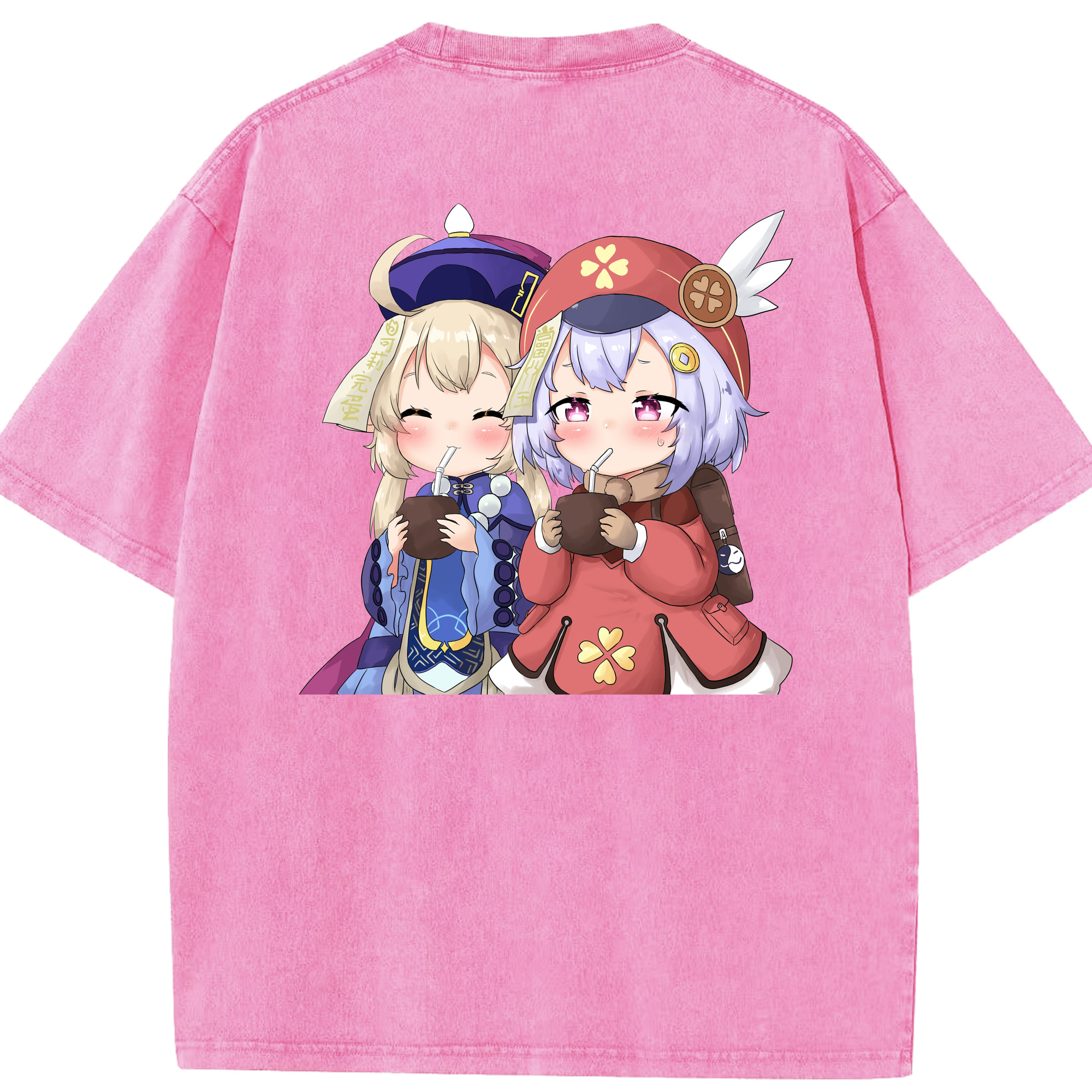 げんし神 七七 なな  genshin Nana 綿100% ヴィンテージ風 半袖Tシャツ（背面プリント）